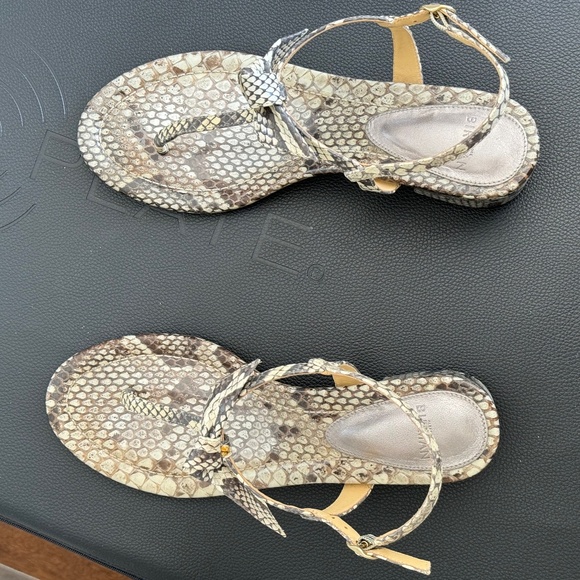 Alexander Birman Clarista T-strap sandal, python print. With box - Picture 2 of 10